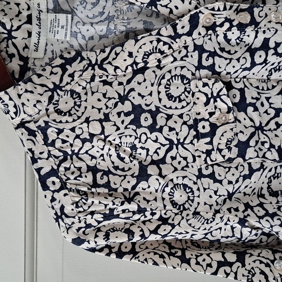 Telluride Clothing Co. Linen Blend Navy Blue Quarter Sleeve Lightweight Shirt - Picture 2 of 9